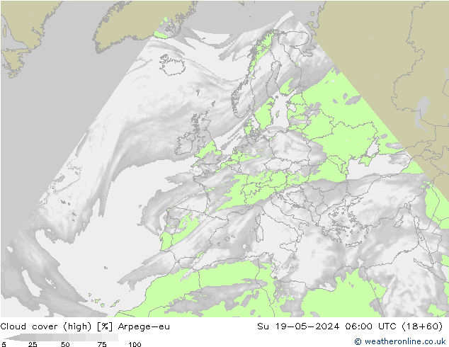 Nuages (élevé) Arpege-eu dim 19.05.2024 06 UTC