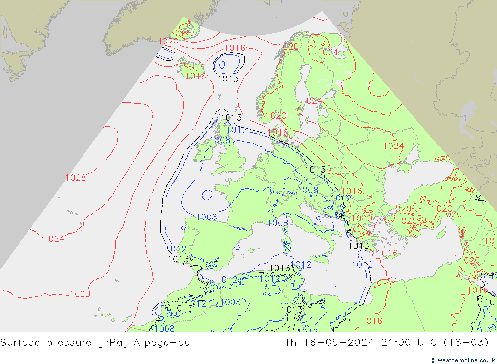 Surface pressure Arpege-eu Th 16.05.2024 21 UTC