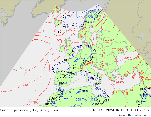 Bodendruck Arpege-eu Sa 18.05.2024 06 UTC