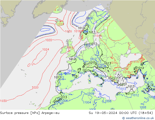 Surface pressure Arpege-eu Su 19.05.2024 00 UTC