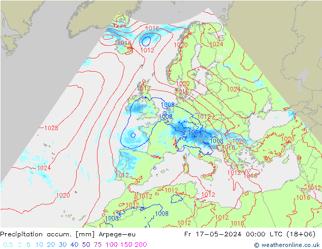Toplam Yağış Arpege-eu Cu 17.05.2024 00 UTC