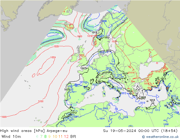 Windvelden Arpege-eu zo 19.05.2024 00 UTC