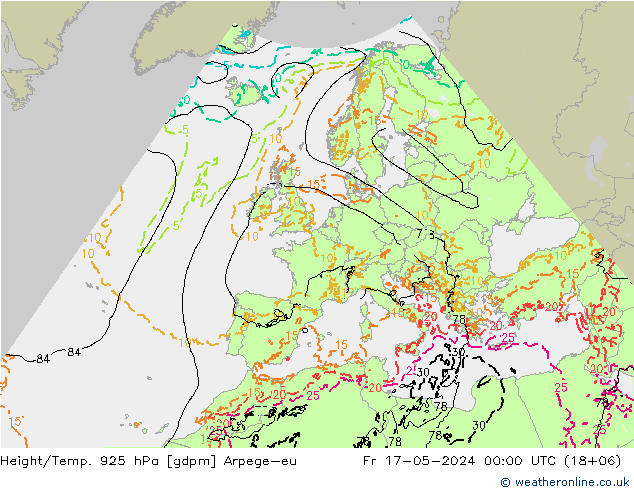 Height/Temp. 925 hPa Arpege-eu 星期五 17.05.2024 00 UTC