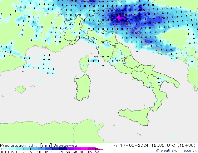 Precipitation (6h) Arpege-eu Fr 17.05.2024 00 UTC