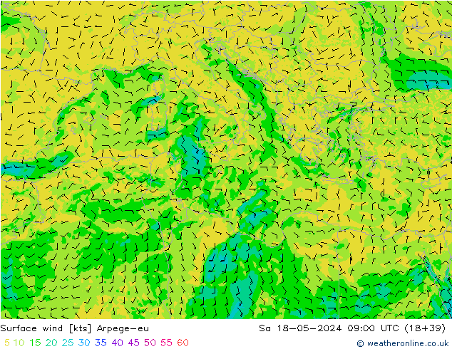 Surface wind Arpege-eu Sa 18.05.2024 09 UTC