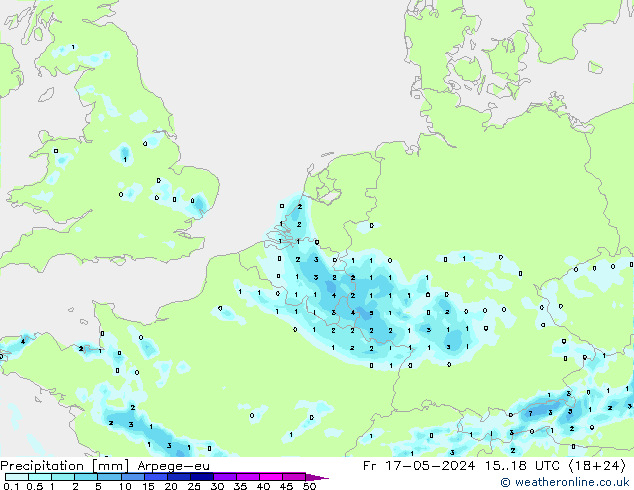 Precipitación Arpege-eu vie 17.05.2024 18 UTC