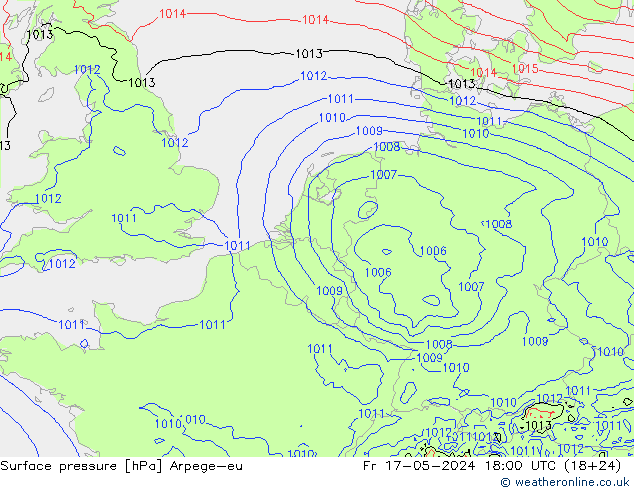 Bodendruck Arpege-eu Fr 17.05.2024 18 UTC