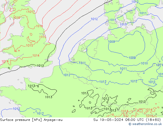 Surface pressure Arpege-eu Su 19.05.2024 06 UTC