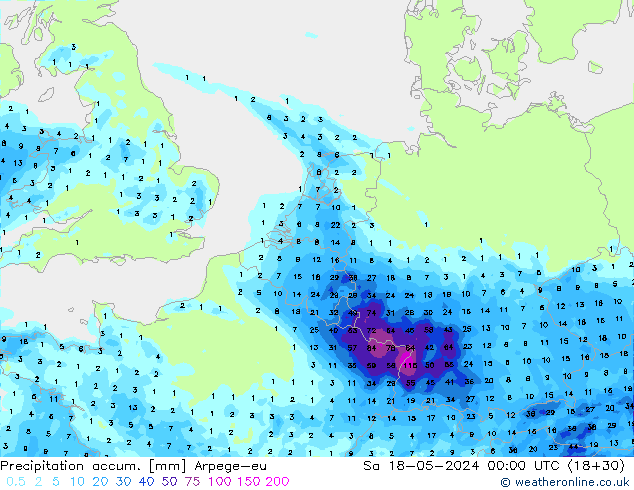 Toplam Yağış Arpege-eu Cts 18.05.2024 00 UTC