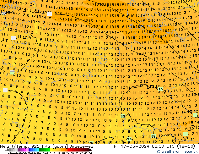Geop./Temp. 925 hPa Arpege-eu vie 17.05.2024 00 UTC