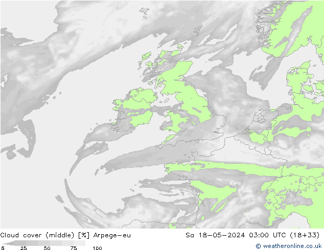 Wolken (mittel) Arpege-eu Sa 18.05.2024 03 UTC