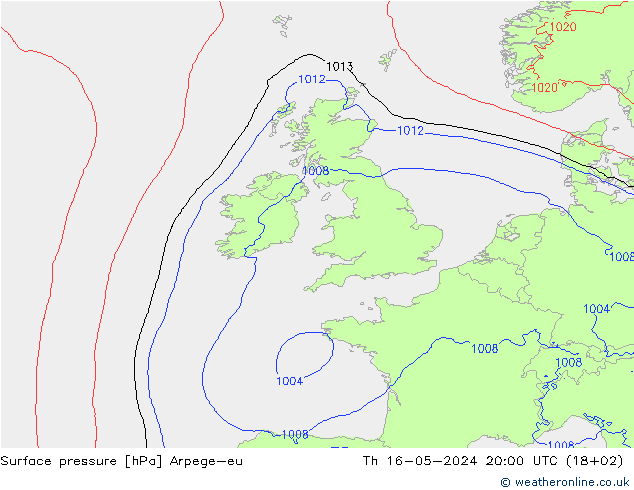 Surface pressure Arpege-eu Th 16.05.2024 20 UTC