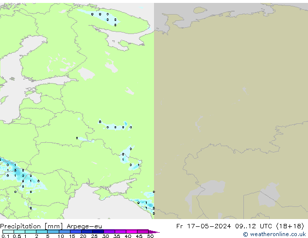 Srážky Arpege-eu Pá 17.05.2024 12 UTC