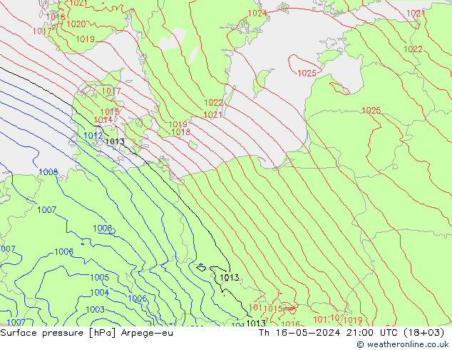 Luchtdruk (Grond) Arpege-eu do 16.05.2024 21 UTC