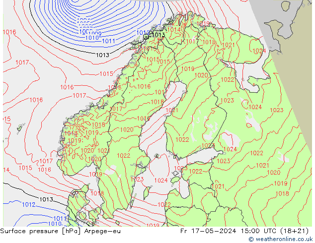 Surface pressure Arpege-eu Fr 17.05.2024 15 UTC