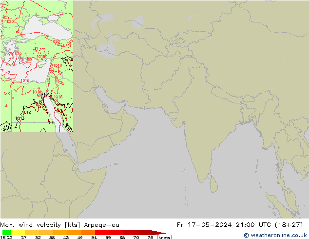 Max. wind velocity Arpege-eu Sex 17.05.2024 21 UTC