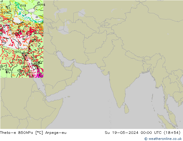 Theta-e 850hPa Arpege-eu nie. 19.05.2024 00 UTC