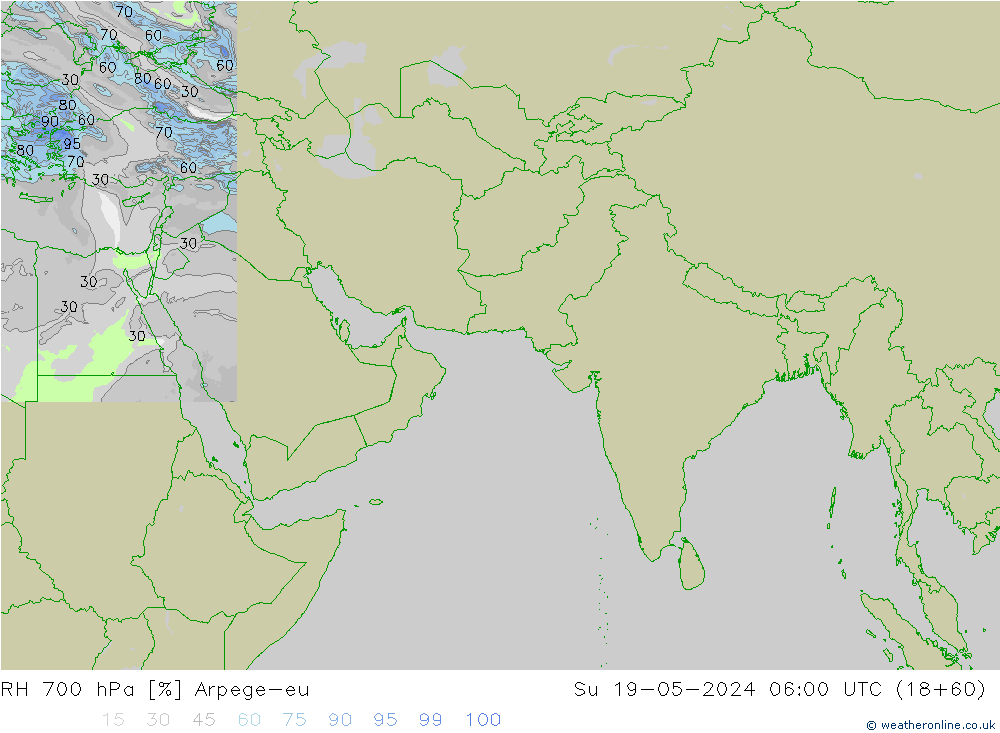 RH 700 hPa Arpege-eu So 19.05.2024 06 UTC
