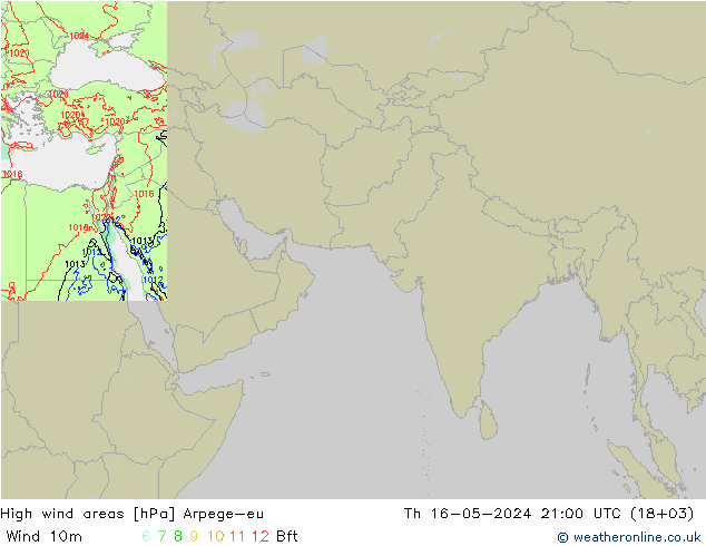 High wind areas Arpege-eu Th 16.05.2024 21 UTC