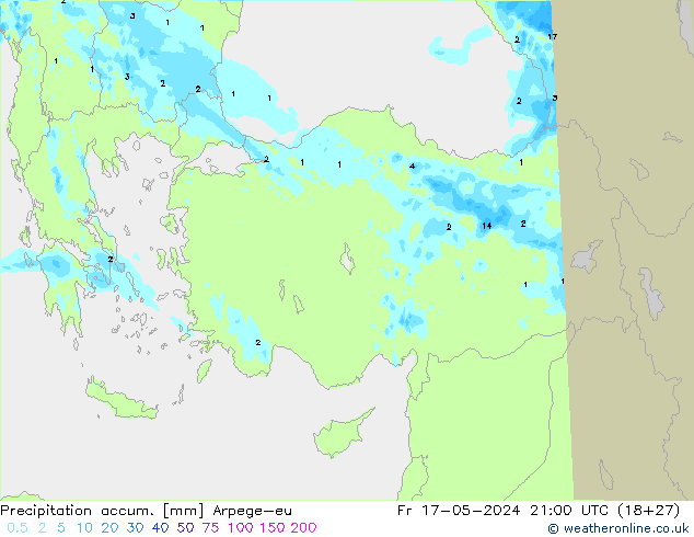 Precipitation accum. Arpege-eu Fr 17.05.2024 21 UTC