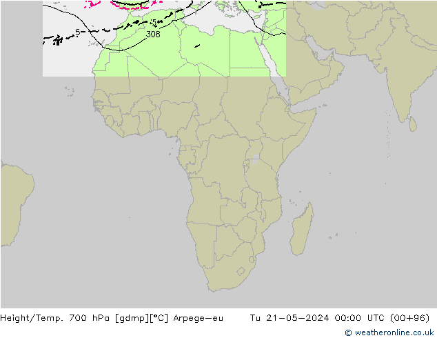 Géop./Temp. 700 hPa Arpege-eu mar 21.05.2024 00 UTC