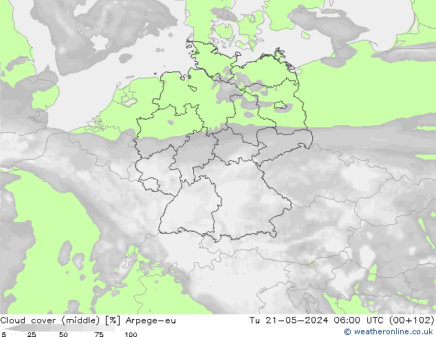 Bewolking (Middelb.) Arpege-eu di 21.05.2024 06 UTC