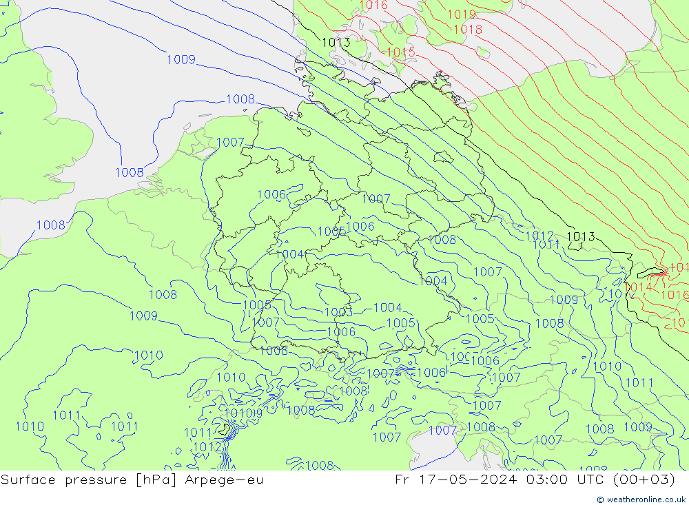Yer basıncı Arpege-eu Cu 17.05.2024 03 UTC