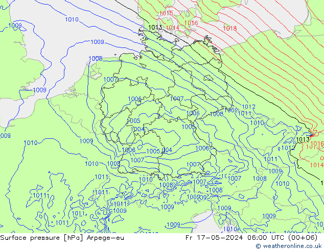地面气压 Arpege-eu 星期五 17.05.2024 06 UTC