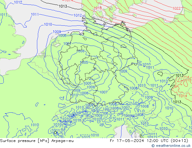 地面气压 Arpege-eu 星期五 17.05.2024 12 UTC
