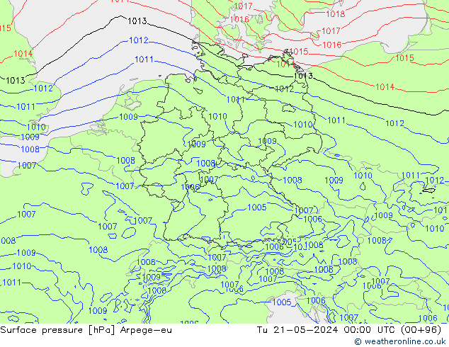 Pressione al suolo Arpege-eu mar 21.05.2024 00 UTC