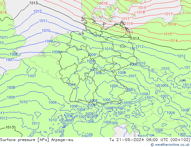 приземное давление Arpege-eu вт 21.05.2024 06 UTC