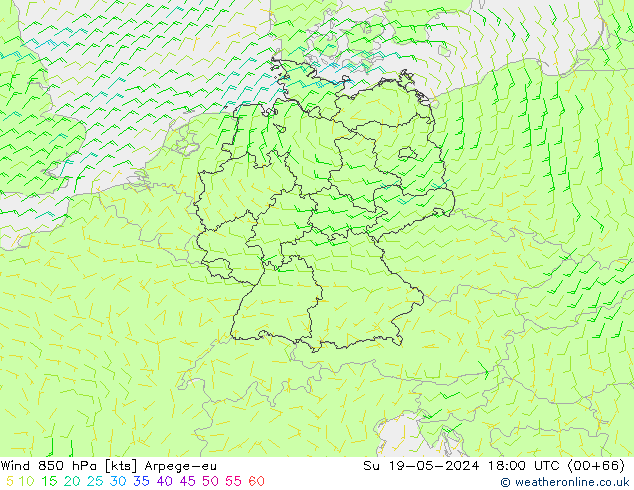 Rüzgar 850 hPa Arpege-eu Paz 19.05.2024 18 UTC