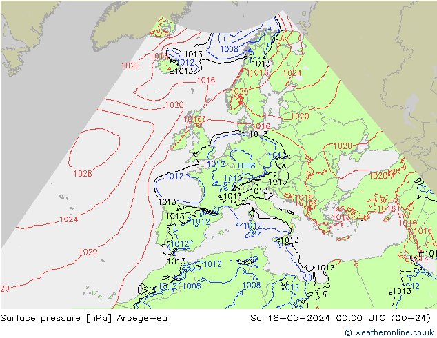 Surface pressure Arpege-eu Sa 18.05.2024 00 UTC