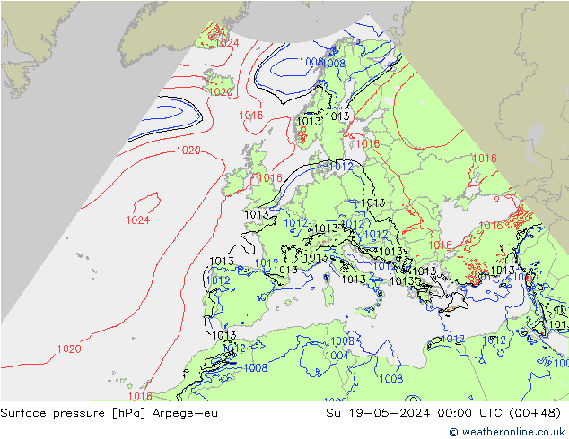 pressão do solo Arpege-eu Dom 19.05.2024 00 UTC