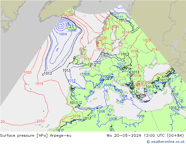 pressão do solo Arpege-eu Seg 20.05.2024 12 UTC
