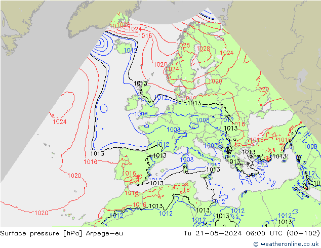 pressão do solo Arpege-eu Ter 21.05.2024 06 UTC
