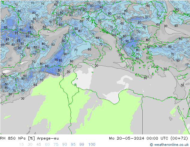 RH 850 hPa Arpege-eu  20.05.2024 00 UTC