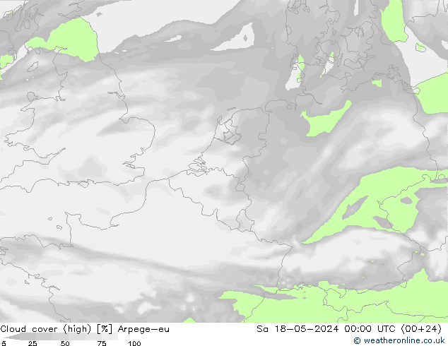 zachmurzenie (wysokie) Arpege-eu so. 18.05.2024 00 UTC