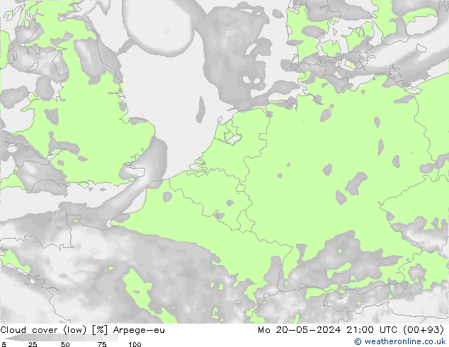zachmurzenie (niskie) Arpege-eu pon. 20.05.2024 21 UTC