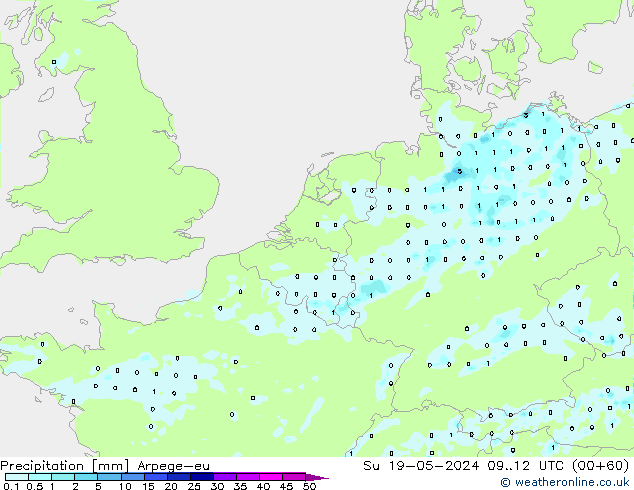 Srážky Arpege-eu Ne 19.05.2024 12 UTC