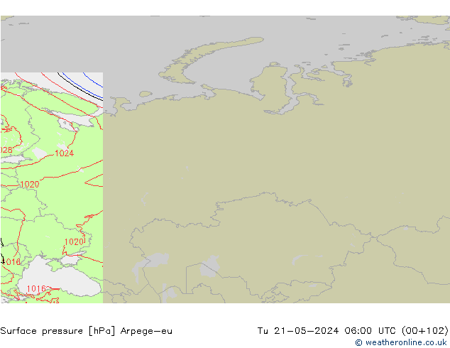 Yer basıncı Arpege-eu Sa 21.05.2024 06 UTC