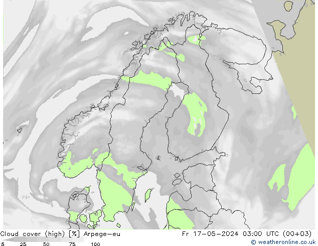 Cloud cover (high) Arpege-eu Fr 17.05.2024 03 UTC