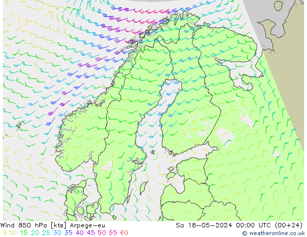 风 850 hPa Arpege-eu 星期六 18.05.2024 00 UTC