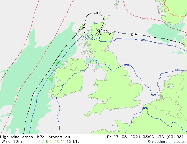 High wind areas Arpege-eu Fr 17.05.2024 03 UTC