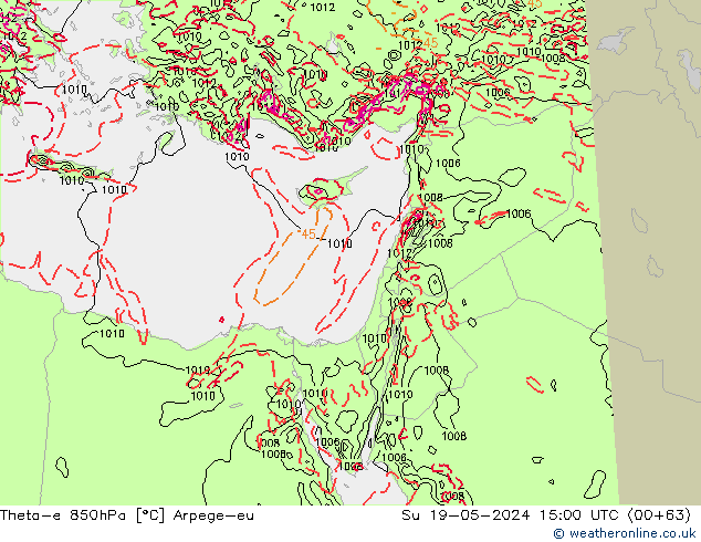 Theta-e 850hPa Arpege-eu  19.05.2024 15 UTC