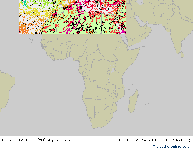 Theta-e 850hPa Arpege-eu  18.05.2024 21 UTC