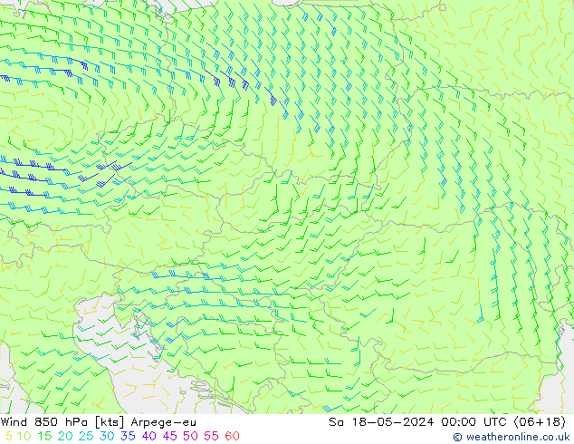 Wind 850 hPa Arpege-eu Sa 18.05.2024 00 UTC