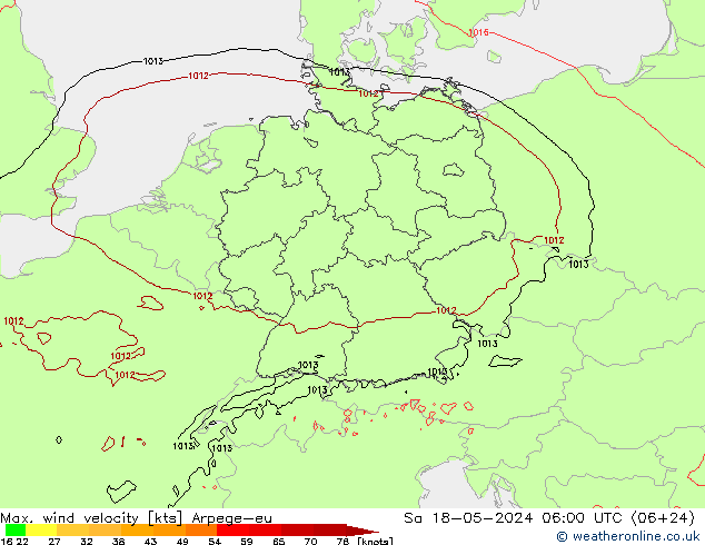 Windböen Arpege-eu Sa 18.05.2024 06 UTC
