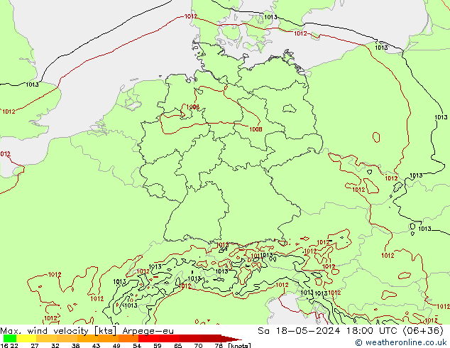 Maks. Rüzgar Hızı Arpege-eu Cts 18.05.2024 18 UTC