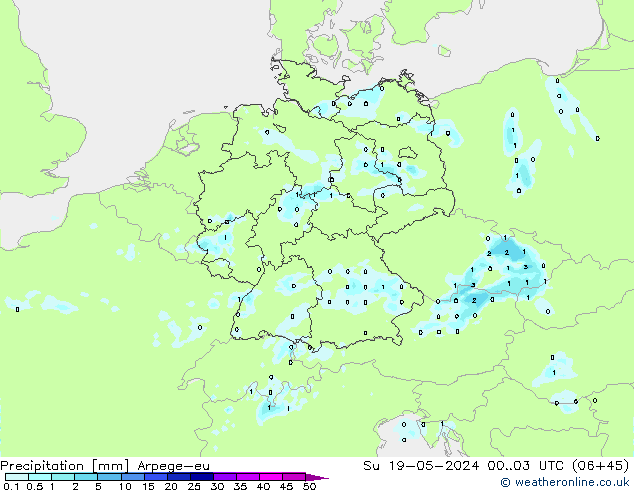 Neerslag Arpege-eu zo 19.05.2024 03 UTC